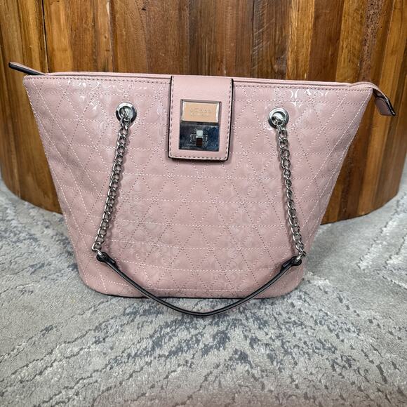 GUESS Handbags - GUESS Women's Logo Embossed Ensink Mauve (blush)Tote Bag Handbag Purse X